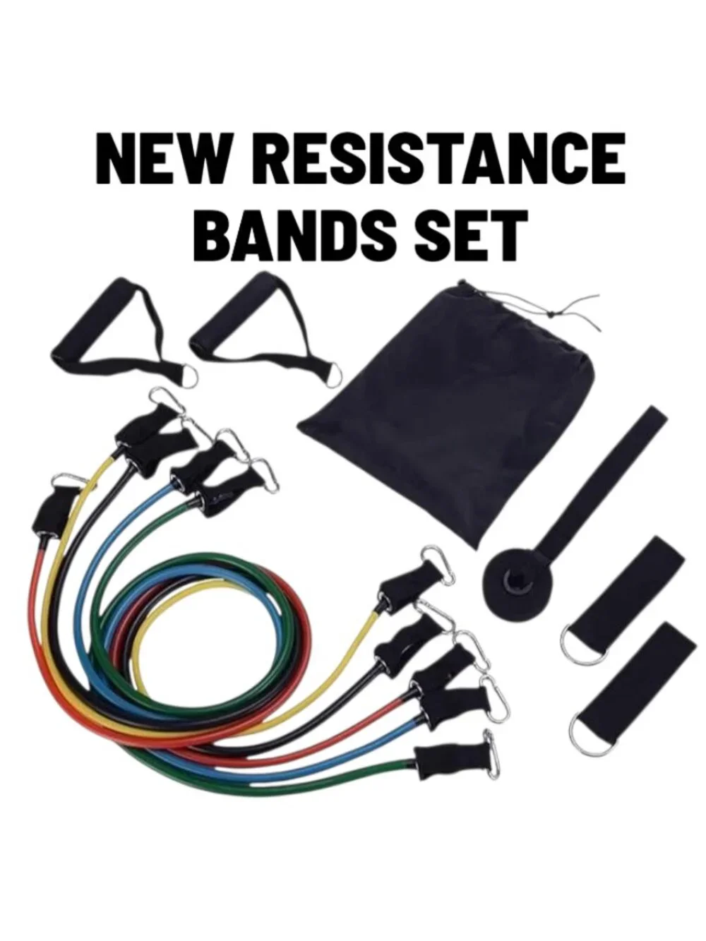 NEW Resistance Training Bands 11 Piece Set Home Workout Physical Therapy Yoga Pi